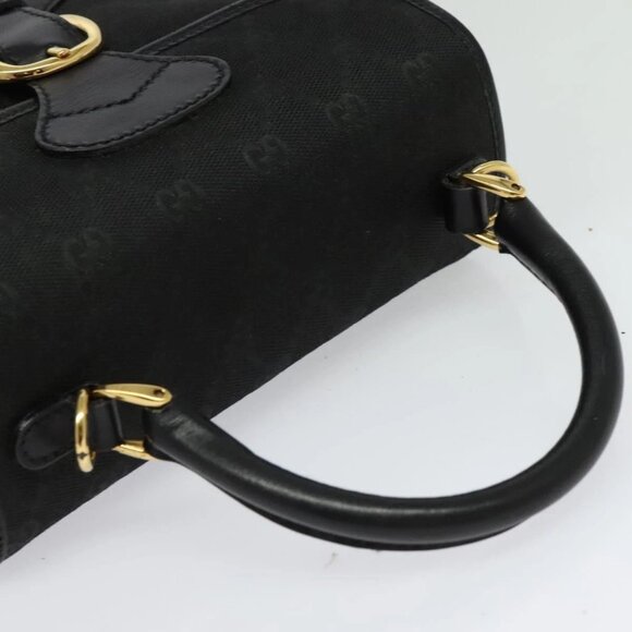 GUCCI GG Canvas Hand Bag 2way Black Gold 000 2058 0321 Auth 133588 - Picture 7 of 16